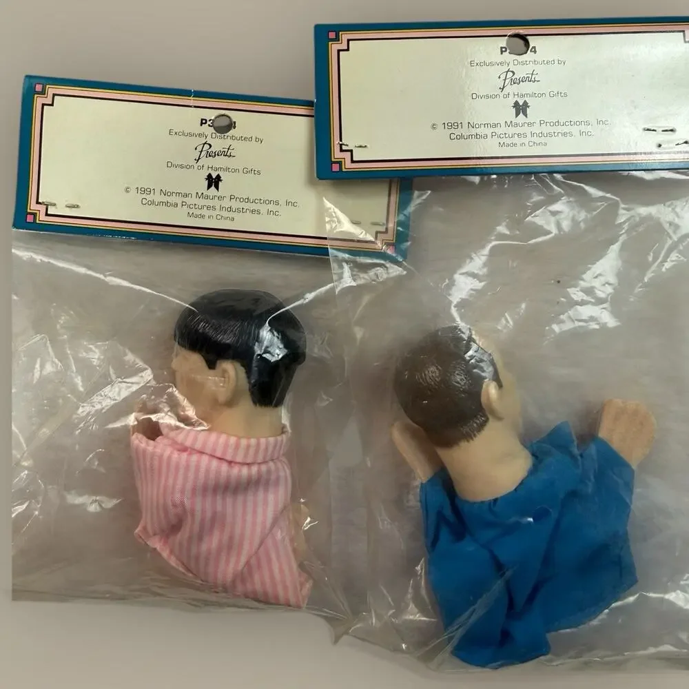 Vtg 1991 Three Stooges Finger Puppets Moe And Larry New Original Packaging